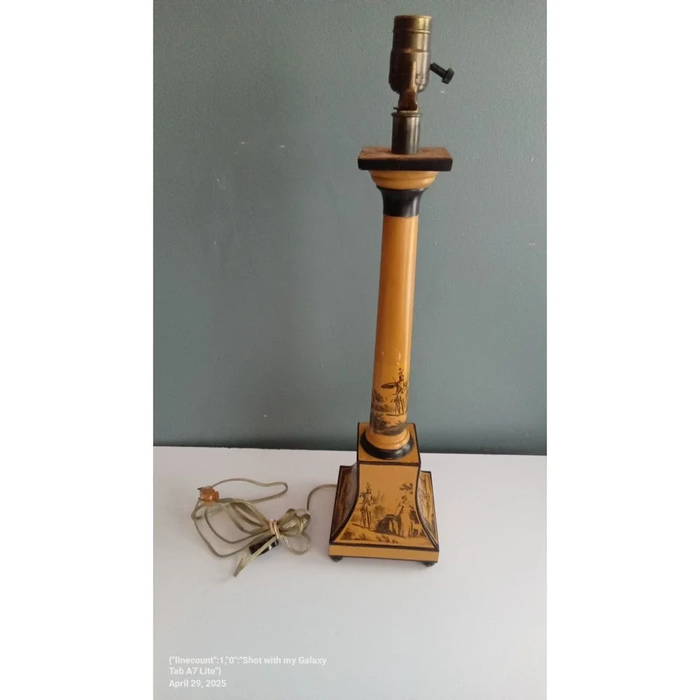 Vintage‎ Tole Painted Table Lamp Column Style Greek Revival Decor